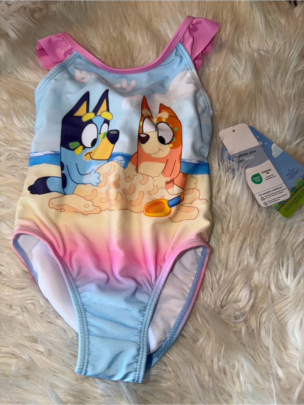 Bluey Girls' One-Piece Swimsuit in Pink & Light Blue